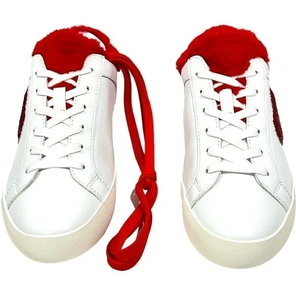 Love Moschino Logo Glitter-Red Heart With Red Faux Fur detail low-top sneaker - Picture 7 of 16